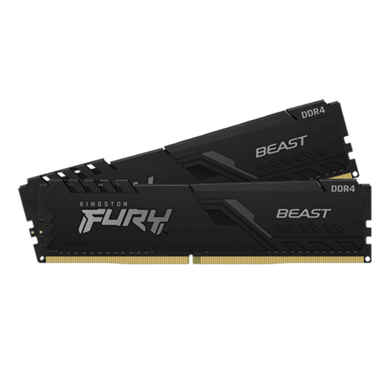 Kingston FURY 16GB (2x8GB) DDR4 3200MT/s CL16 FURY Beast Black XMP - Non-ECC Unbuffered DIMM (Kit of 2) 1RX8 16-18-18 1.35V 288-pin 8Gbit - INTEL & AMD (KF432C16BBK2/16)